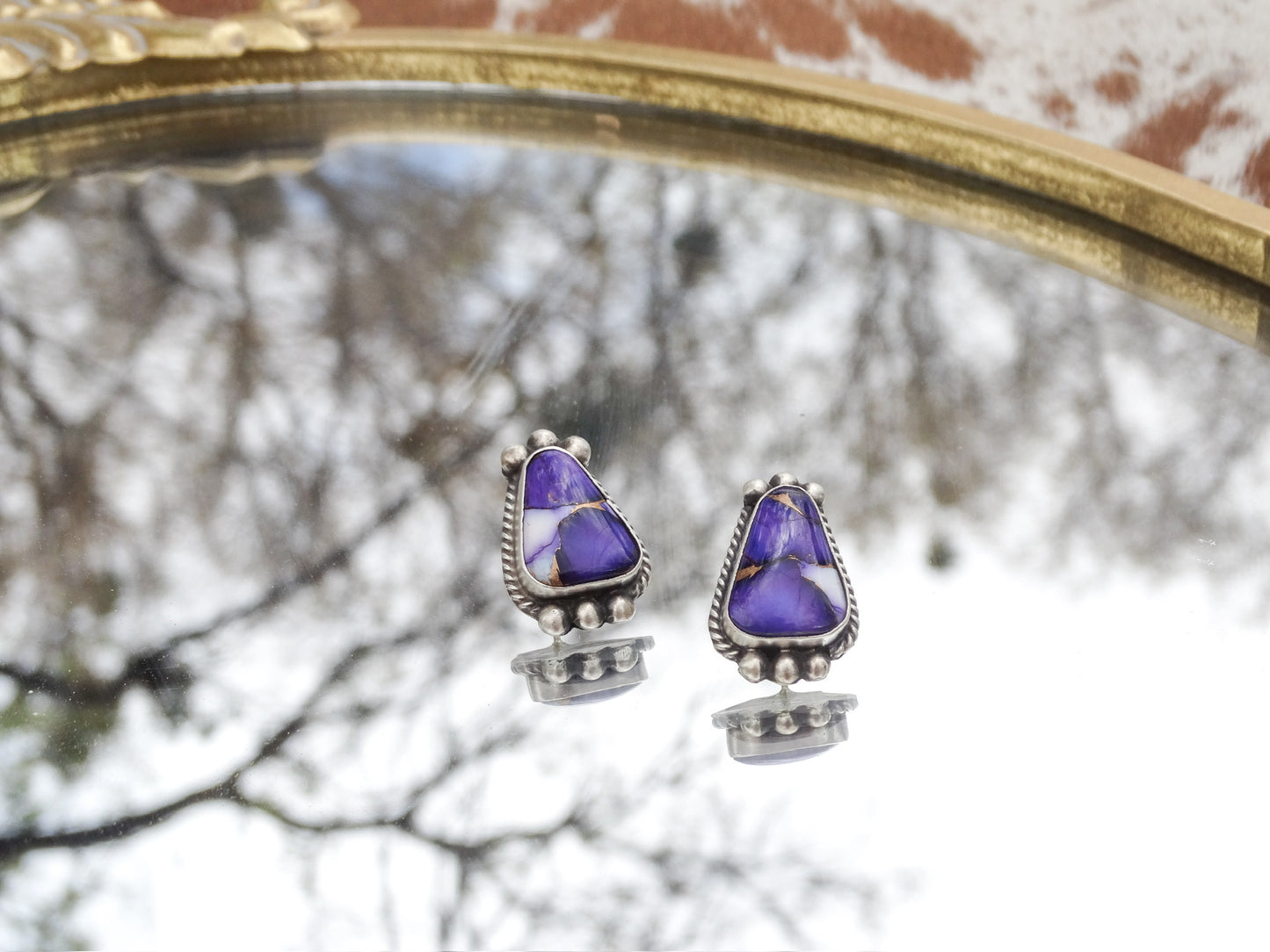 Lavender Dahlia Studs