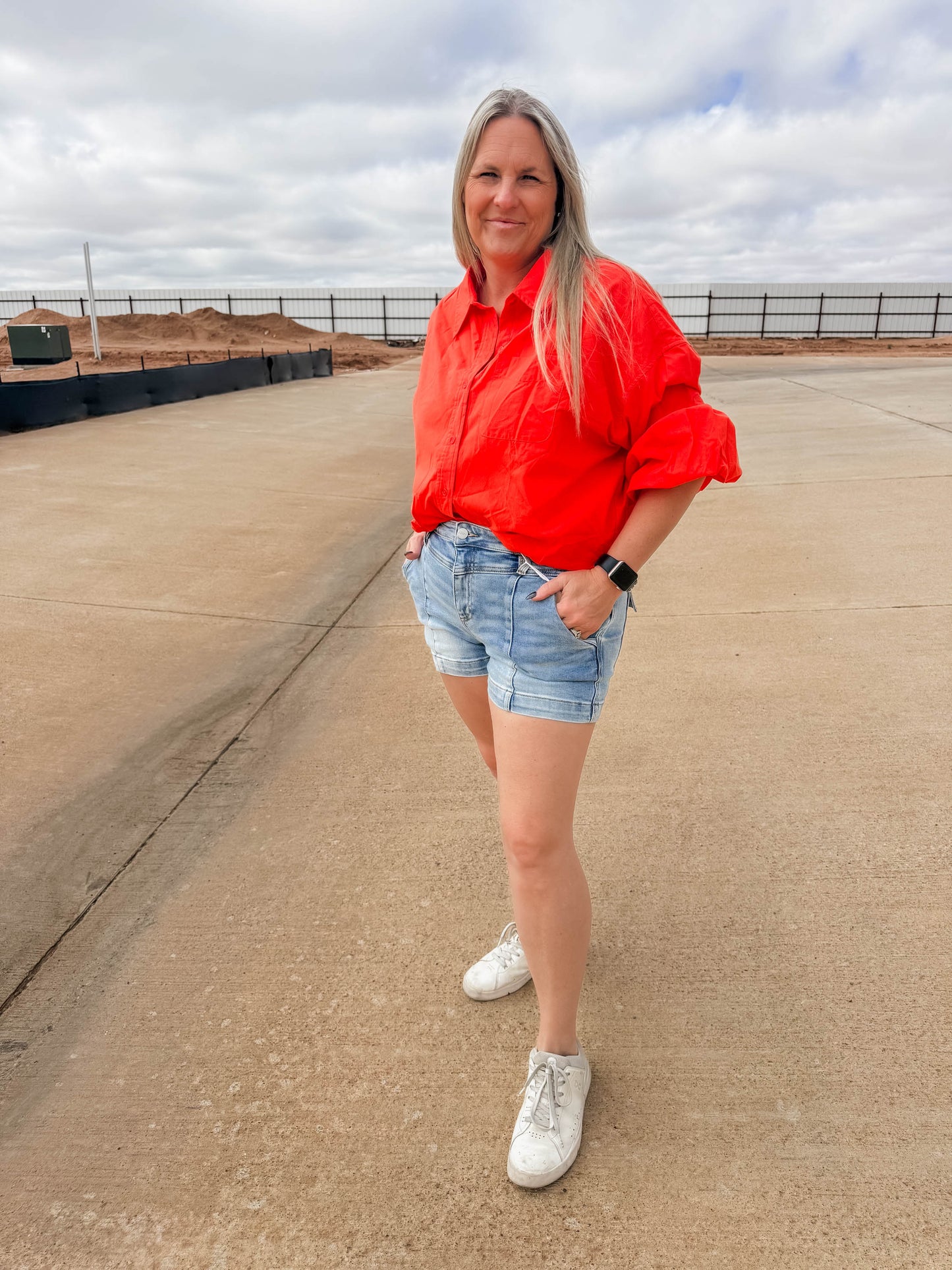 Orange Button Up Top