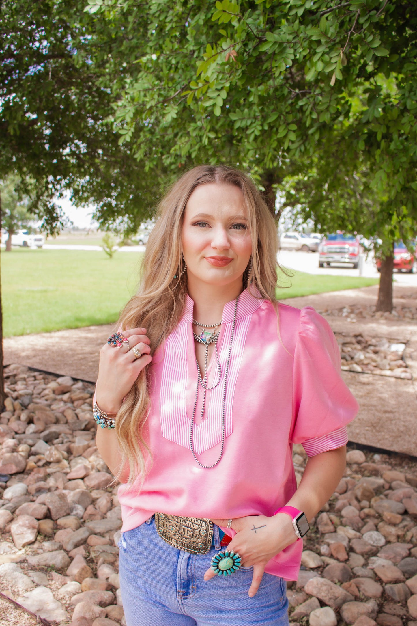 Pink and White Striped Top