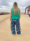 Western Print Wide Leg Barrel Jeans