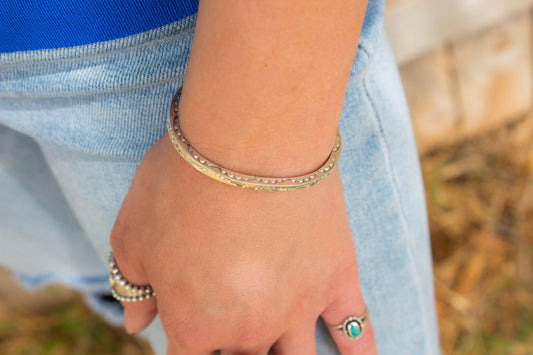 The Sunrise Stamped Silver Cuff