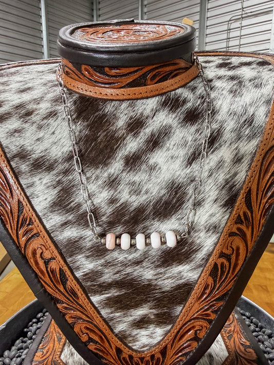 Pink Conch Bar Necklace