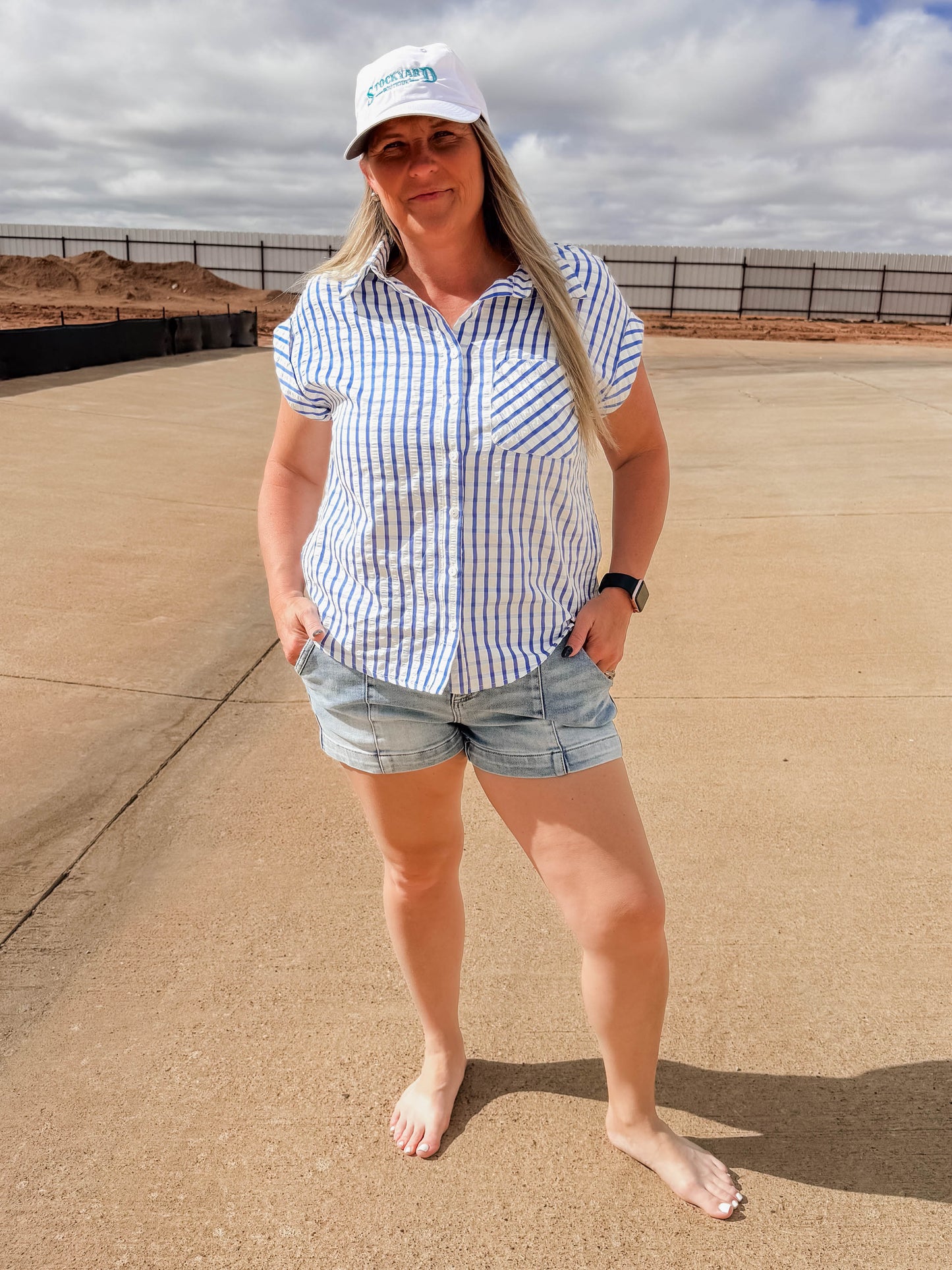 Royal Blue & White Plaid Button Up