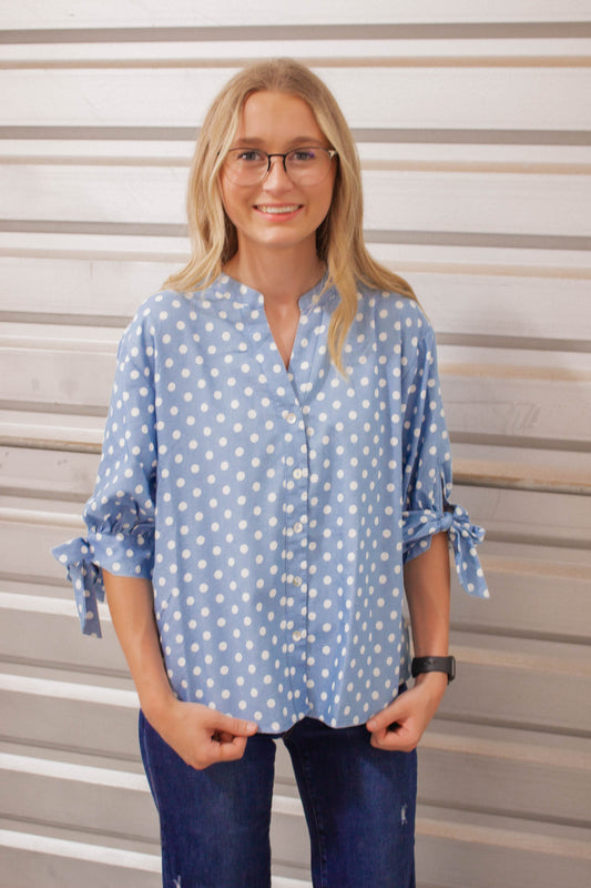Denim Polka Dot Blouse