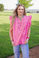 Pink Embroidered Flowered Top