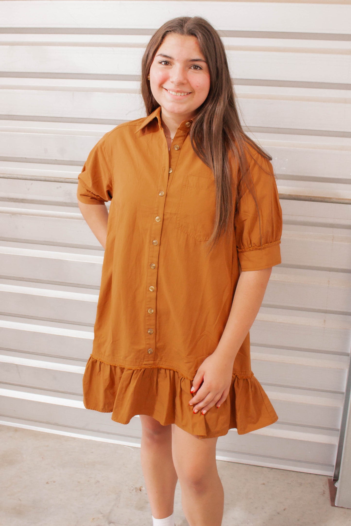 Brown Ruffle Dress