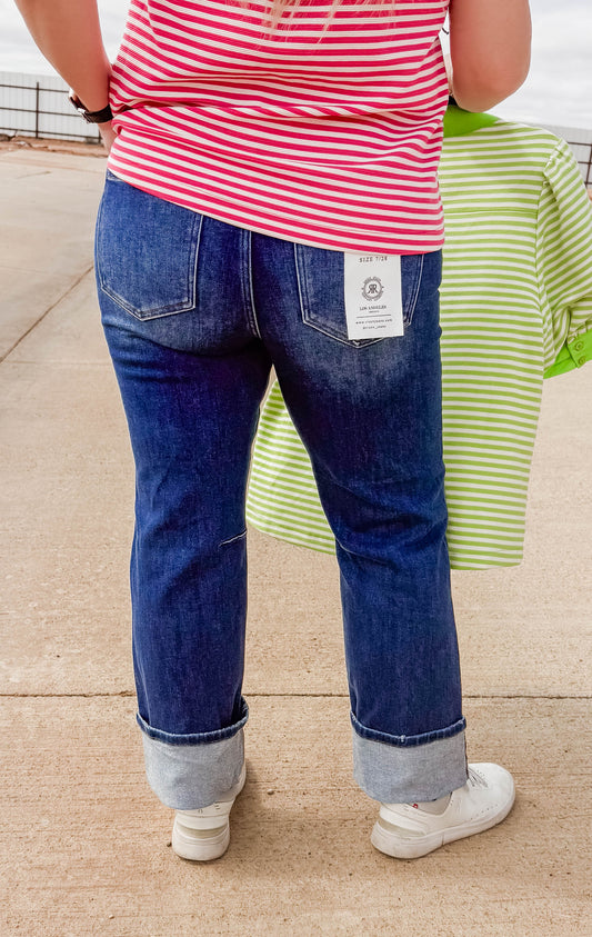 Risen Baby Barrel Cuffed Jeans