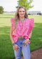 Pink Embroidered Flowered Top