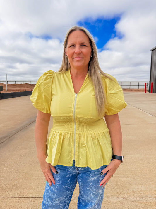Yellow Peplum Top
