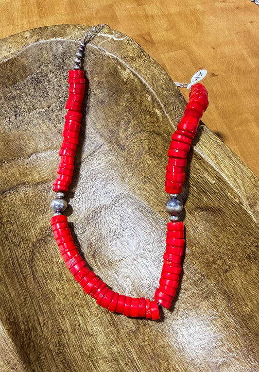 Red and Pearls Necklace