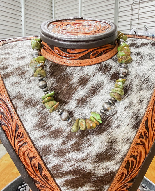 Turquoise and Pearls Stacked Necklace