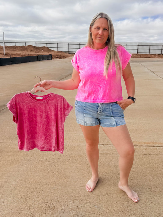 Mineral Wash Cropped Shirt